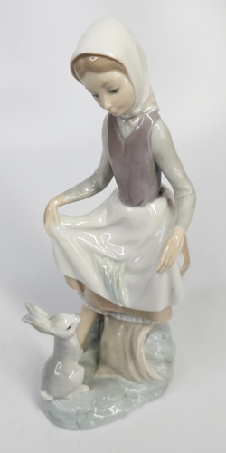 Lladro rabbits food girl - lladro, food"