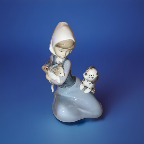 Lladro girl with - lladro, cat