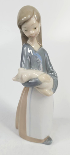 Lladro girl holding piglet - lladro, a